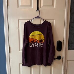 Torrid Deep Burgundy almost purple Long Sleeve Tee with Hakuna Matata Graphic